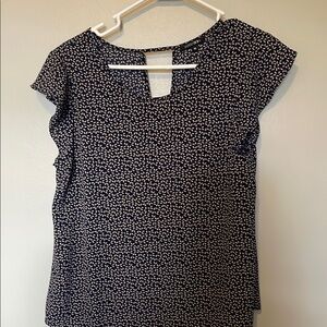 Women’s Navy Blue Printed Cap-Sleeve Top